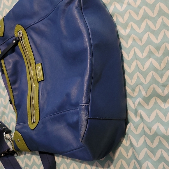 Blue and green Coach purse - Picture 6 of 7